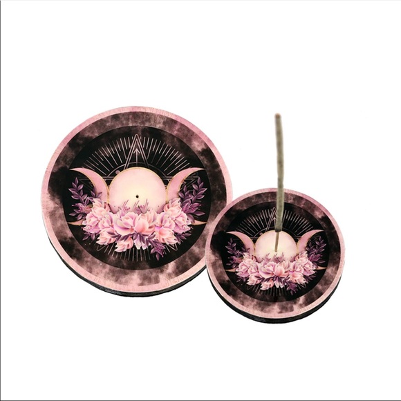 Other - Rose Triple Moon Wooden Incense Holder